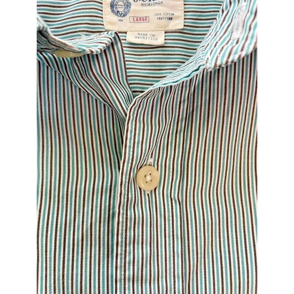 J Crew Shirtings VTG 2 Ply Cotton Striped Button Shirt Preppy Business Soft L - Picture 3 of 10